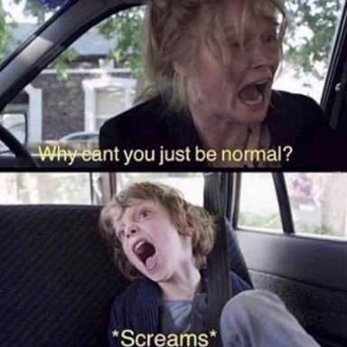 Why Can't You Just Be Normal meme template