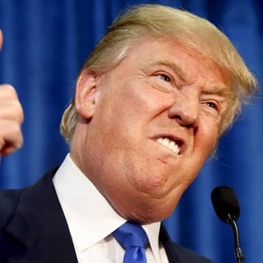 Donald Trump meme template: Donald Trump making a hand gesture and a strained facial expression.