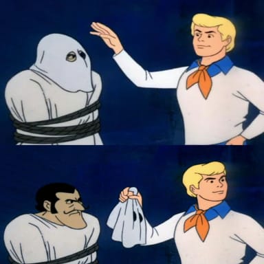Scooby Doo Unmasking meme template