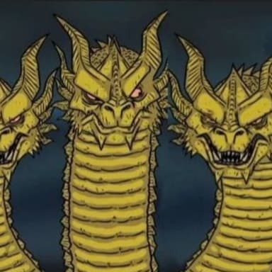 4 Headed Dragon meme template: Four dragon heads on necks. The first three are angry and menacing, while the fourth is googly-eyed and has its tongue sticking out.