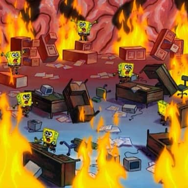 Spongebob Fire meme template