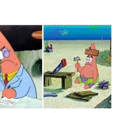 Patrick Scientist Vs. Nail meme template