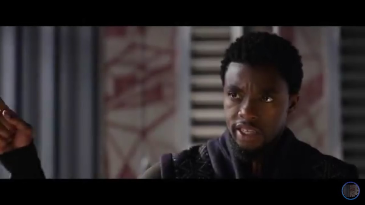 Black Panther Get This Man A Shield meme template: Black Panther points emphatically at something off-screen while his expression shows increasing frustration or urgency.