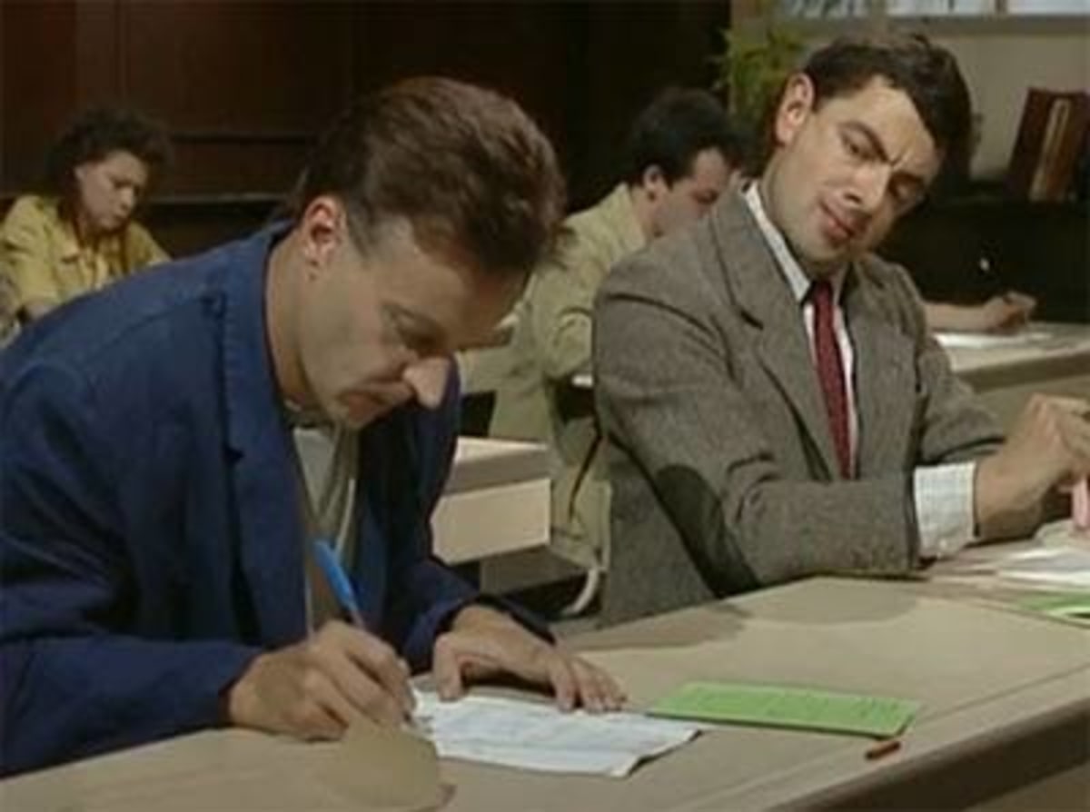 Mr Bean Copying meme template