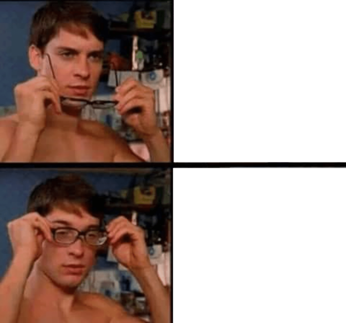 Peter Parker's Glasses meme template