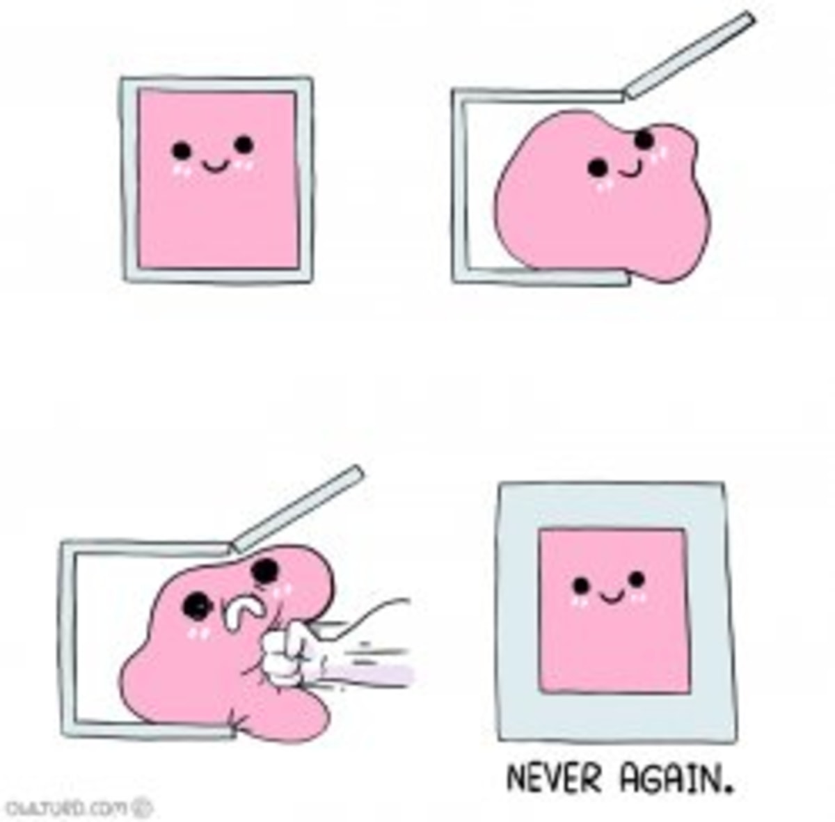 Pink Blob In The Box meme template