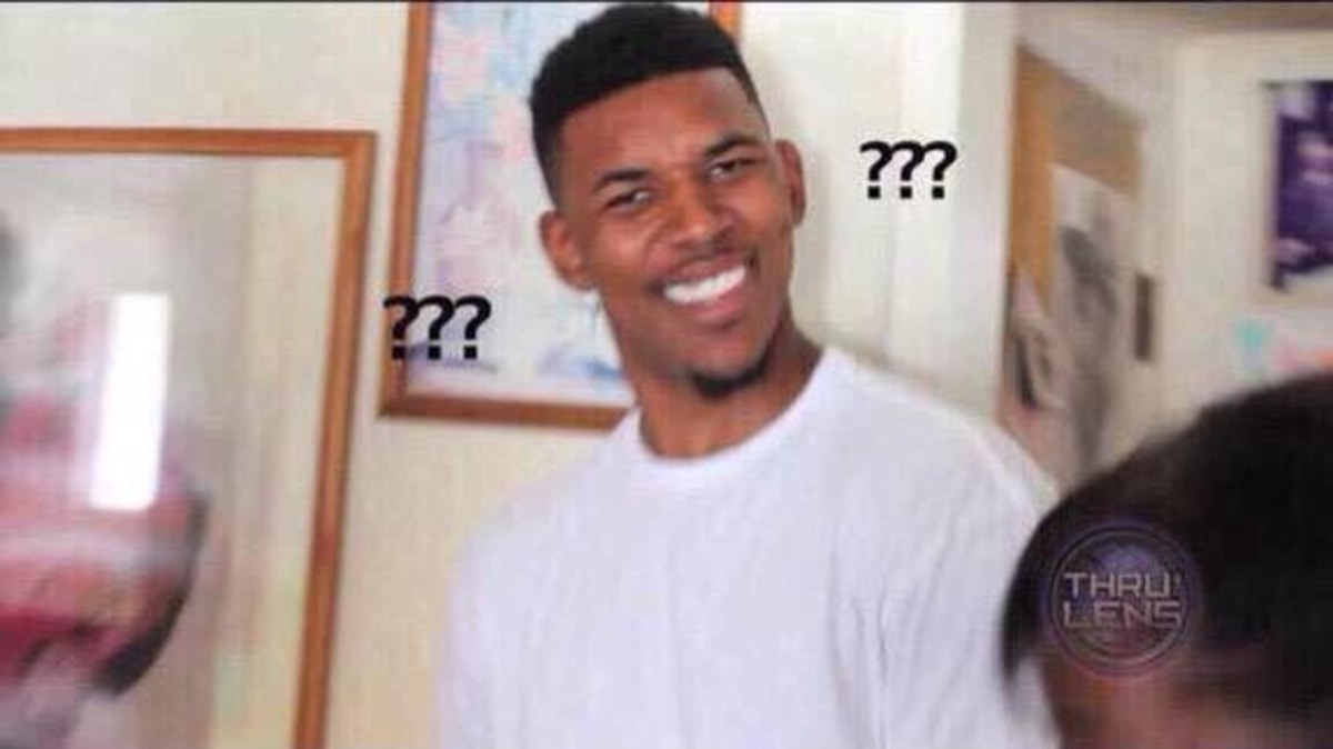 Black Guy Confused meme template: A man with a confused expression, with question marks floating around his head.