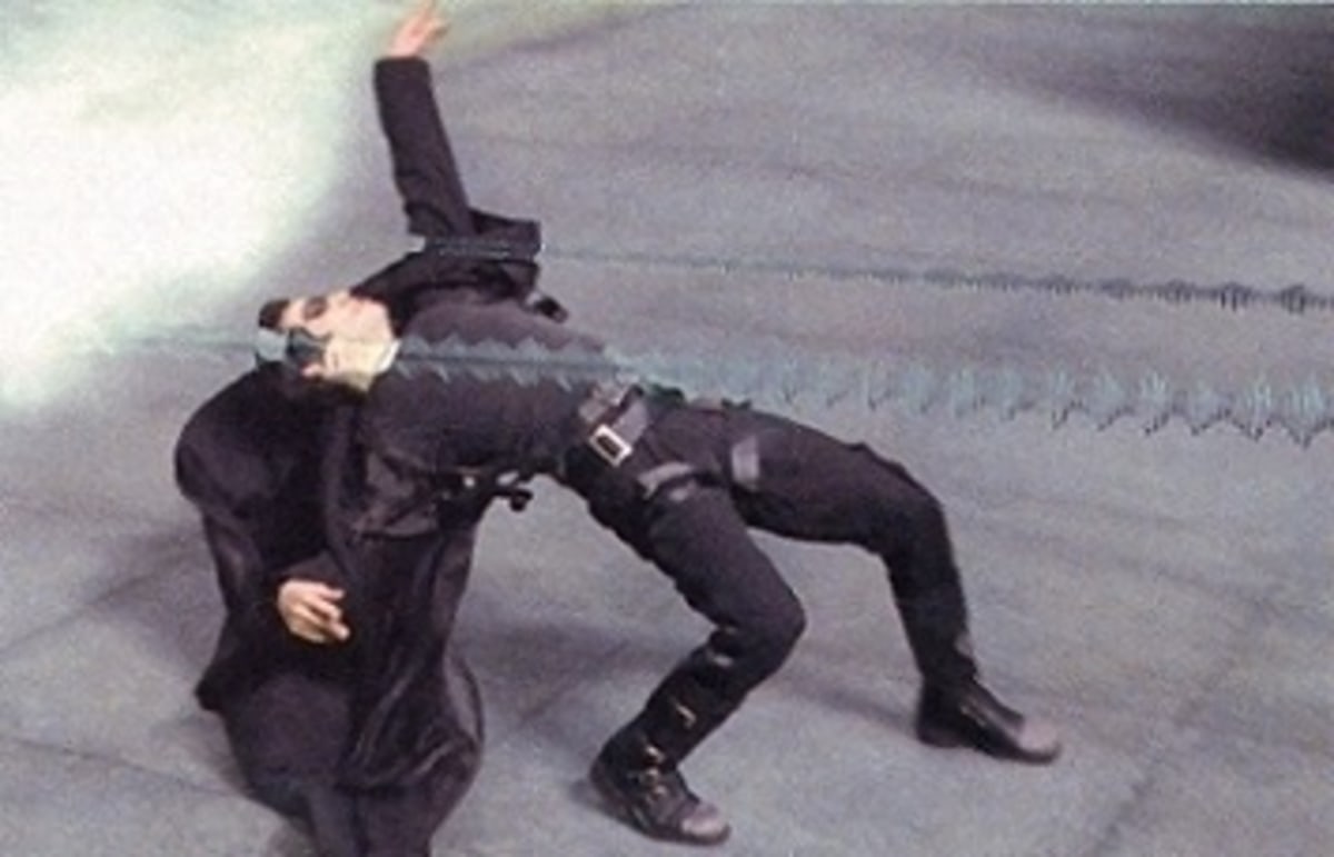 Neo Dodging A Bullet Matrix meme template