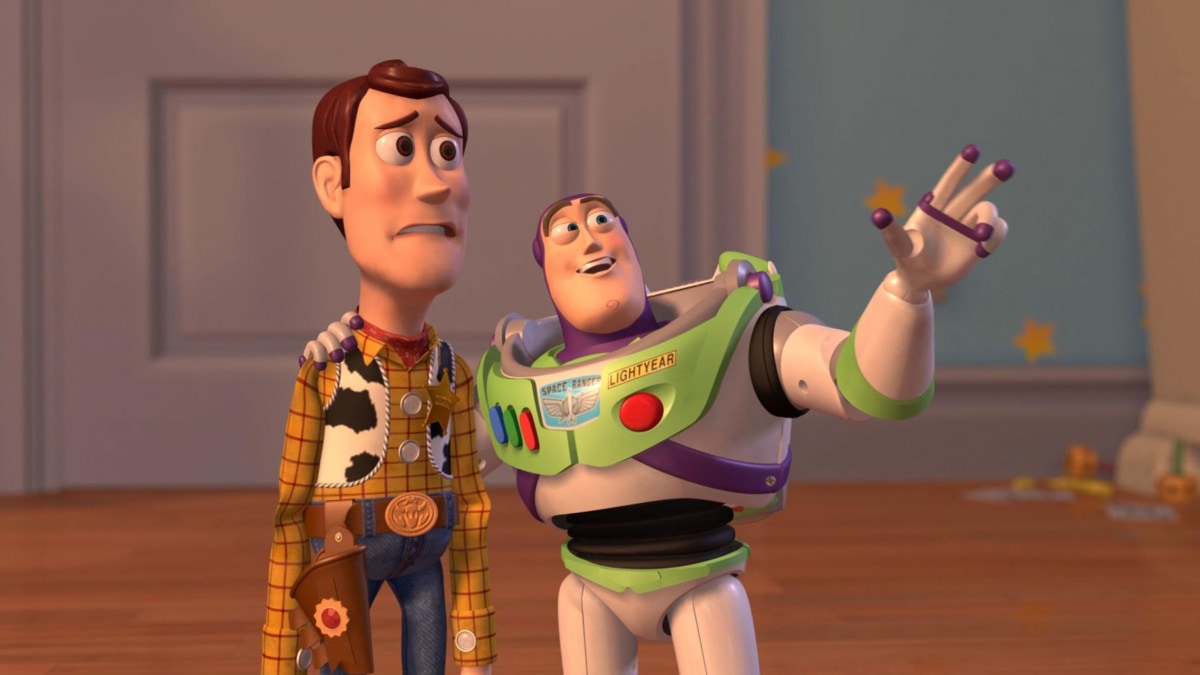 Woody And Buzz Lightyear Everywhere Widescreen meme template