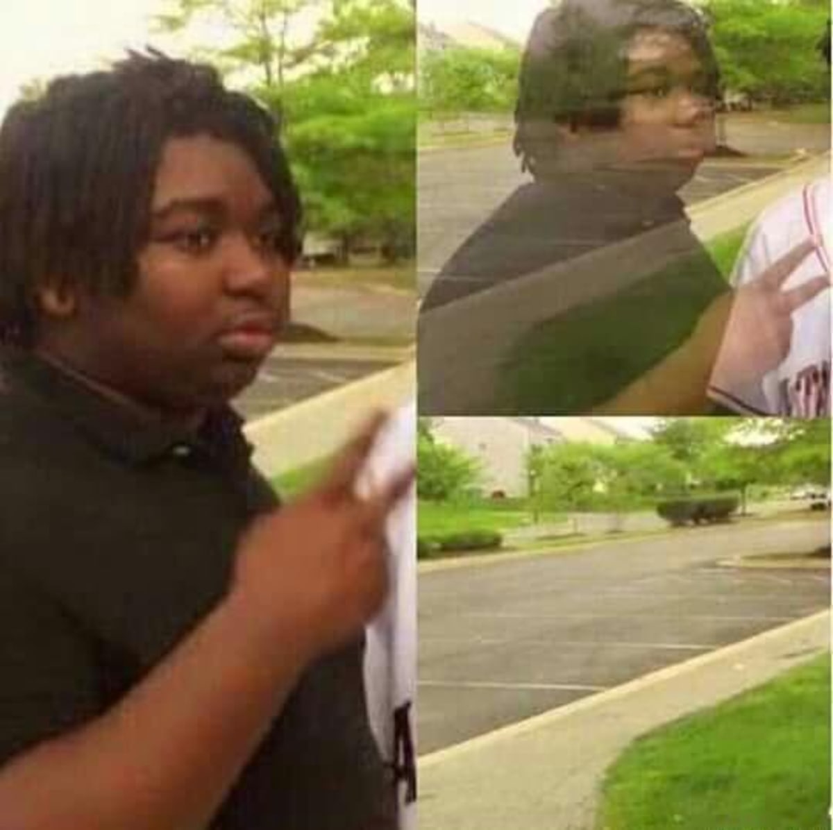 Disappearing meme template: Three panels showing a young man in a black shirt initially facing forward, then turning away and fading out in the next panel, and finally completely gone in the bottom right panel.