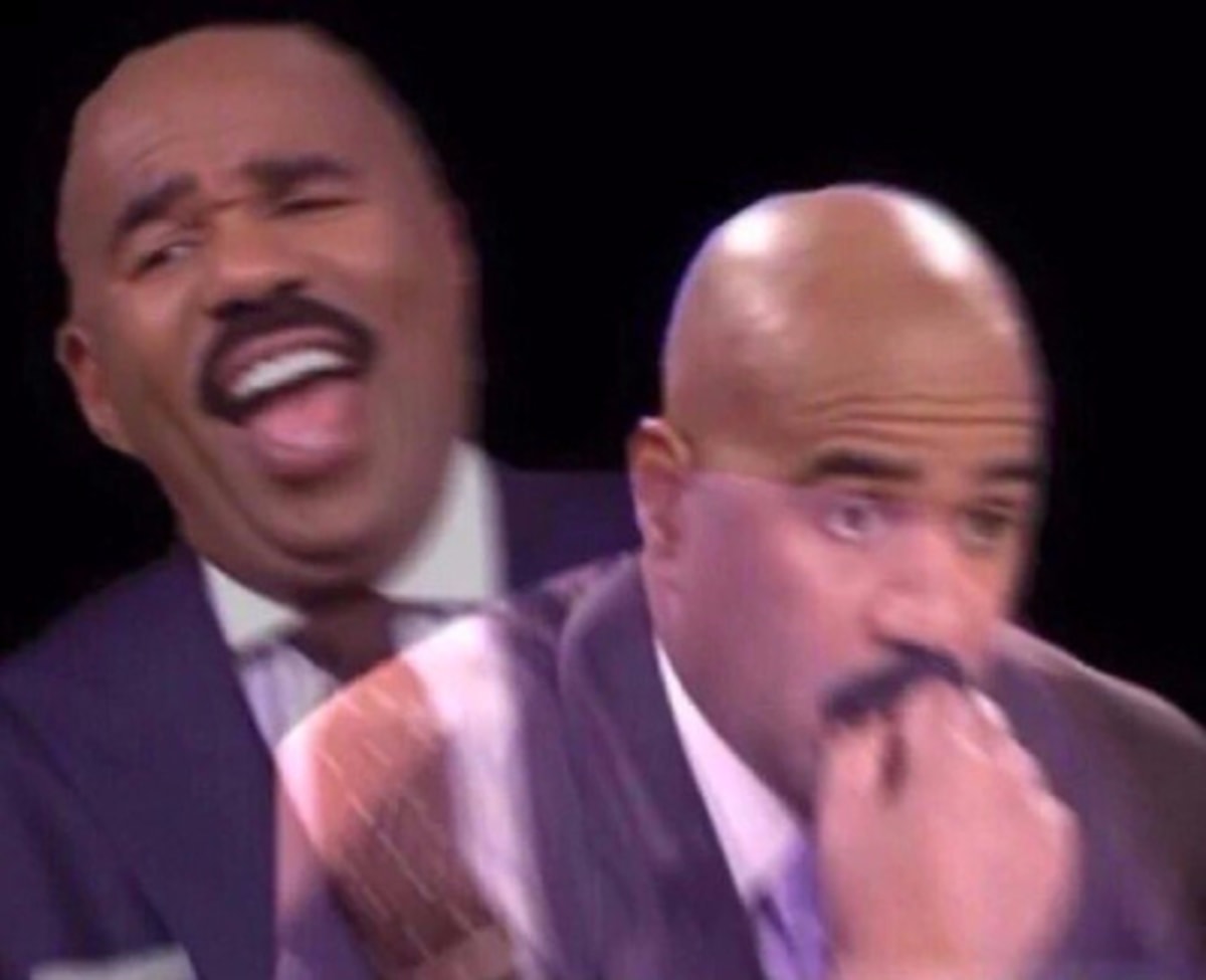 Steve Harvey Laughing Serious meme template