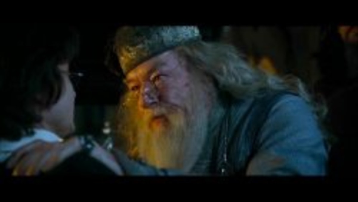 Angry Dumbledore meme template: Dumbledore looks sternly into Harry's eyes, his face flushed and his expression intense.