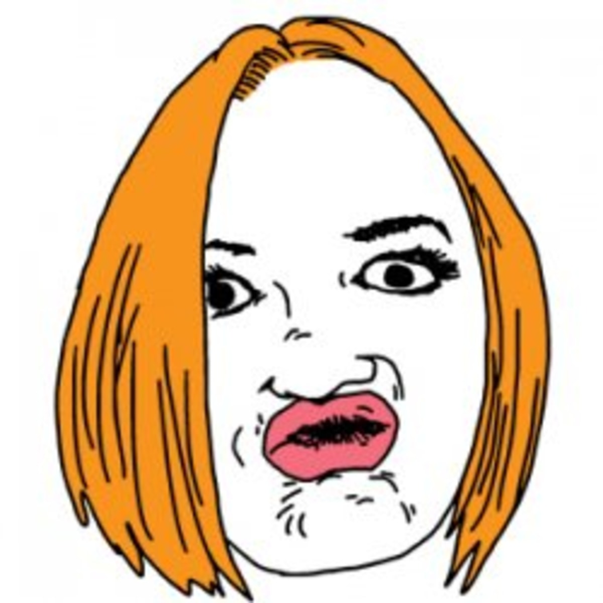 Duck Face meme template: A cartoon face with a forced, exaggerated duck face.
