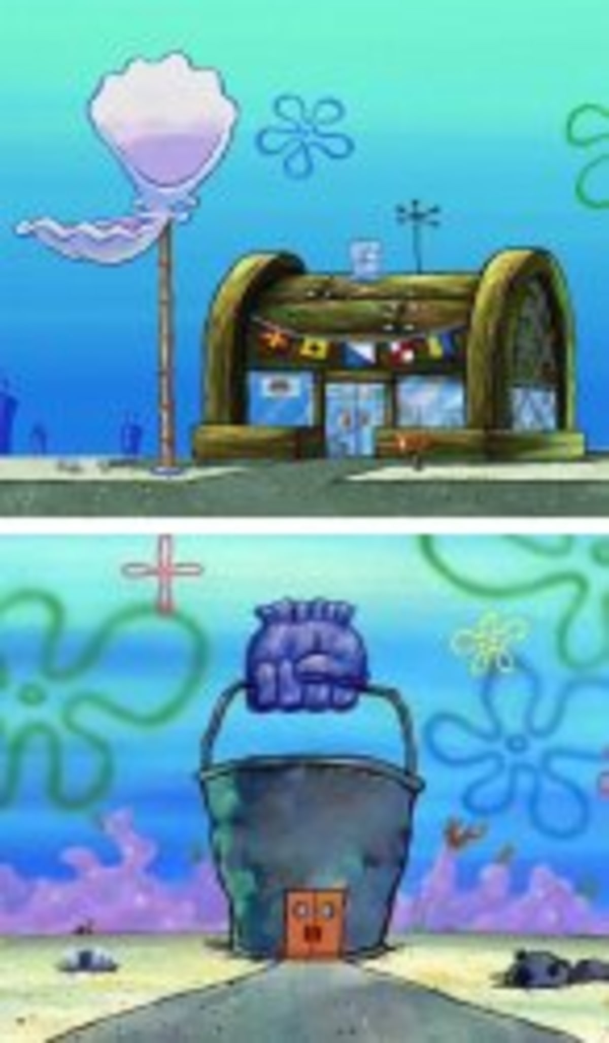 Krusty Krab Vs Chum Bucket Blank meme template