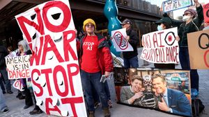 Protesters gather outside OpenAI headquarters in San Francisco on March 3, 2026, raising concerns about AI's use in surveillance and warfare. Credit: mercurynews.com