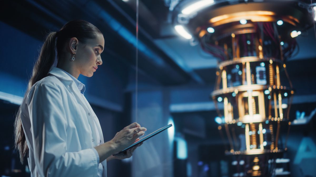 An abstract representation of quantum computing, symbolizing the complex interactions of qubits and quantum states. Credit: Shutterstock