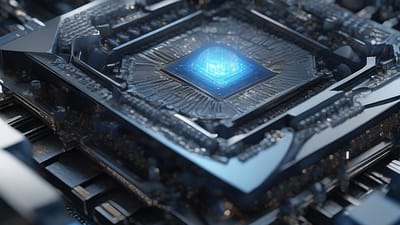 Hybrid Quantum AI Energy Advantage. Visualization by Stable Diffusion