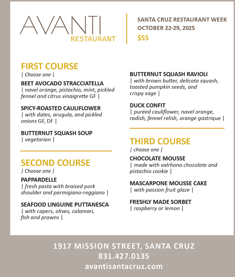 Avanti Restaurant Week Menu