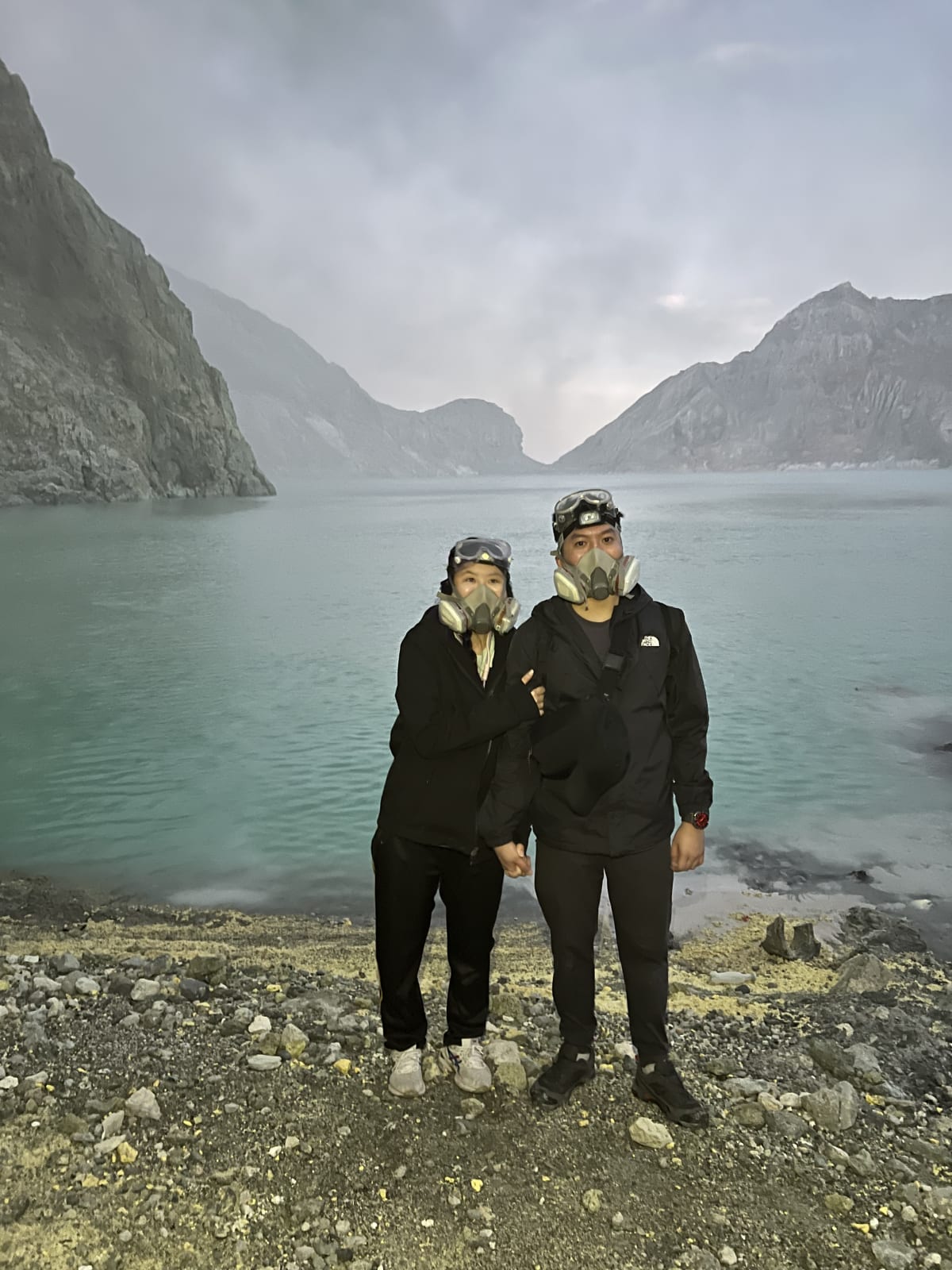 Humans near Ijen Crater Lake