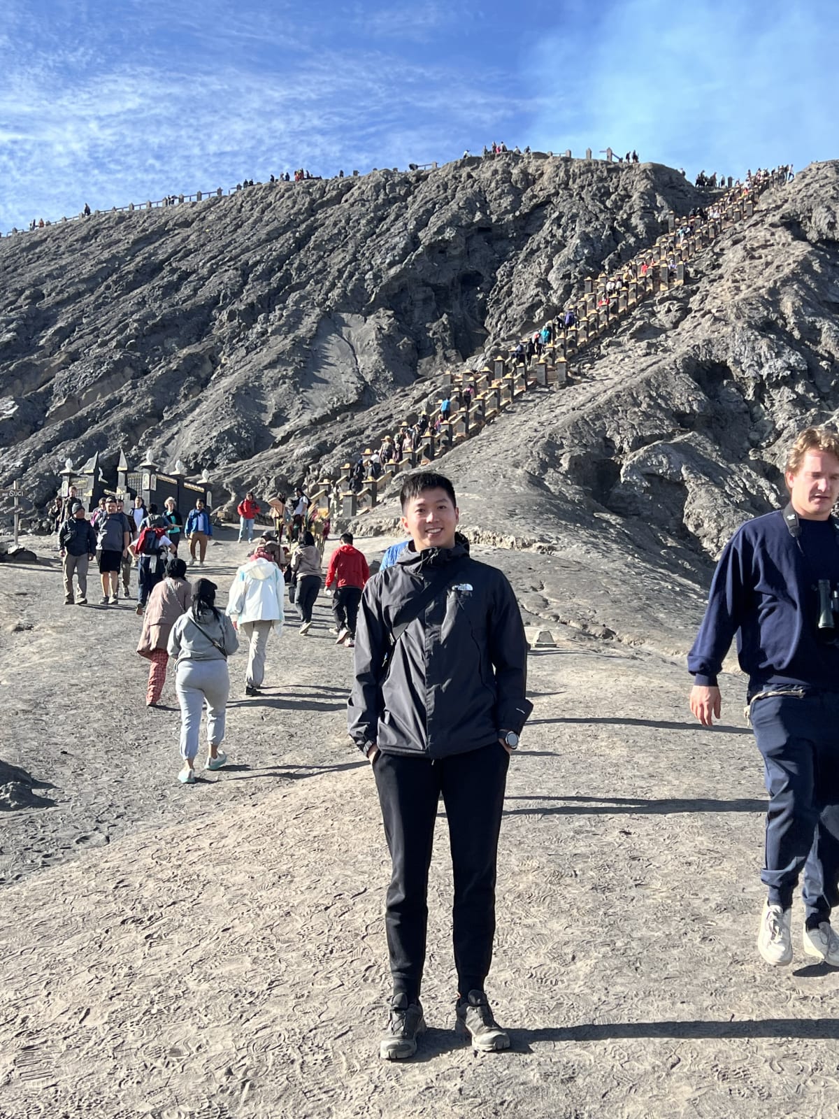 stairs before seeing the volcano