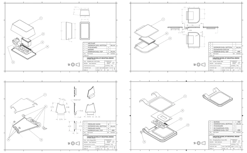 Technical drawings of device