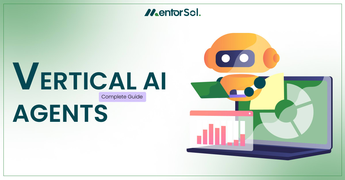 An illustration with text and vertical ai agents working