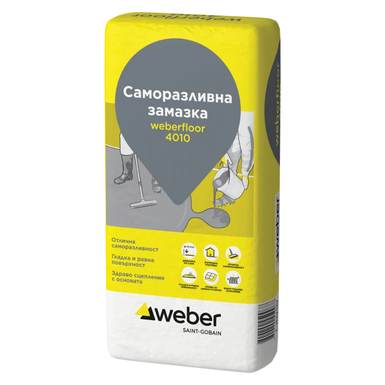 Weberfloor 4010 – Саморазливна циментова замазка до 10 мм, 25 кг