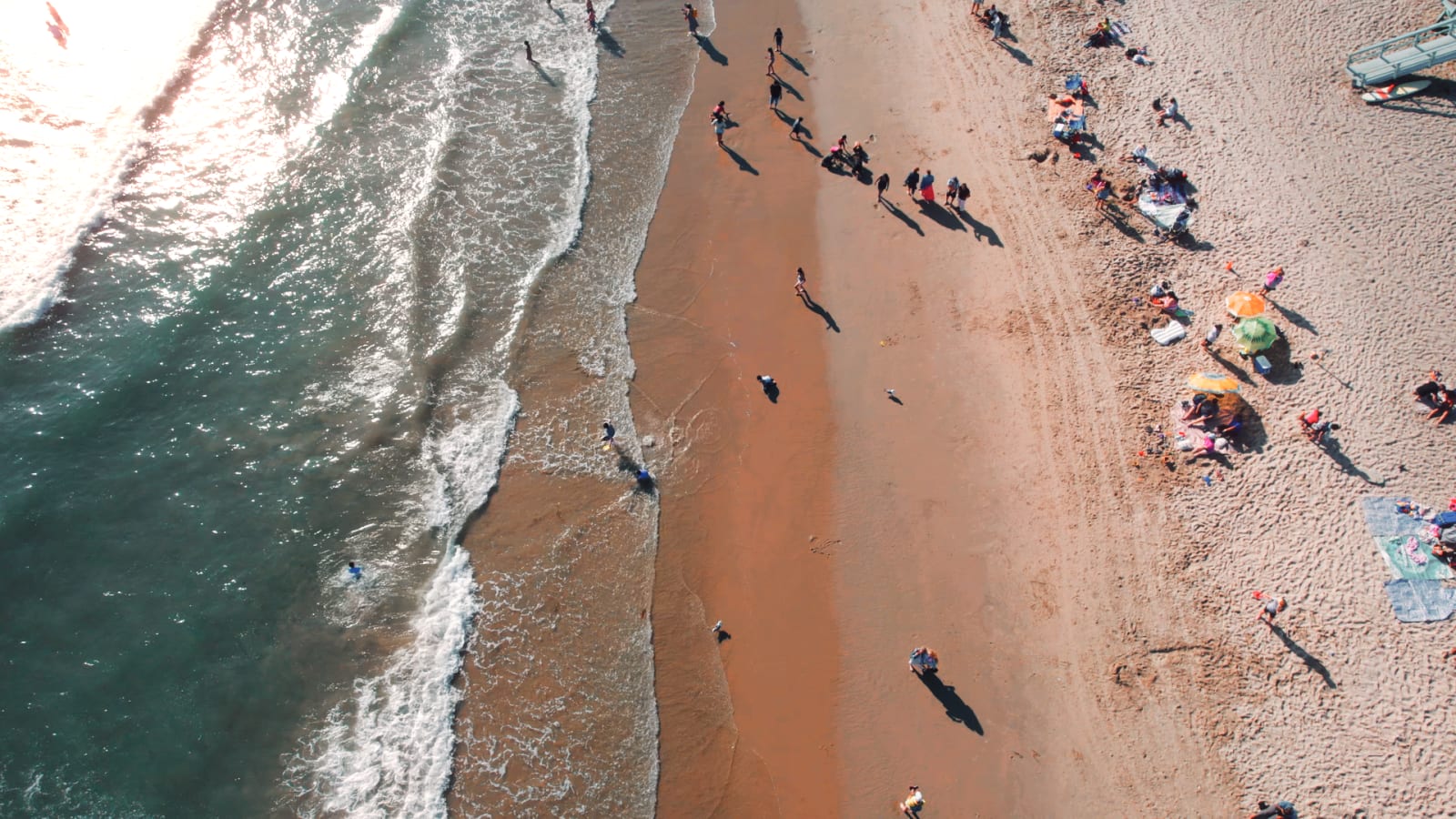 Santa Monica beach drone view