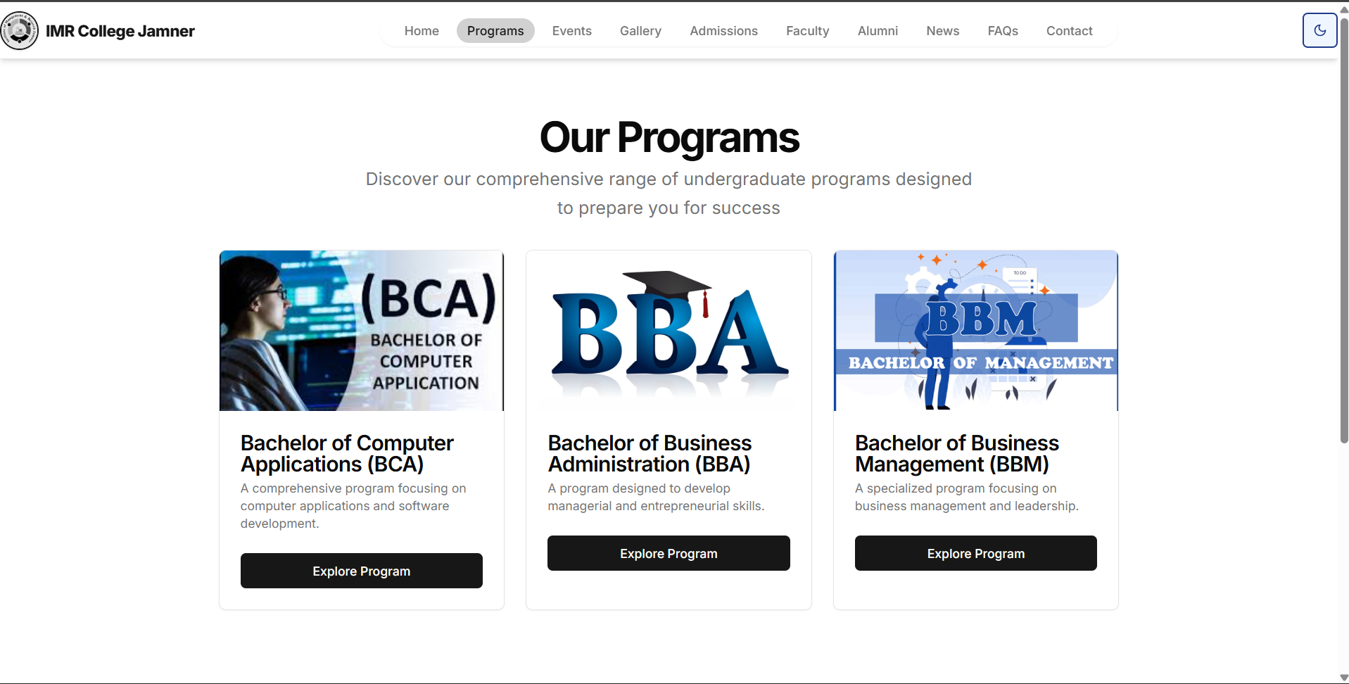 College Website screenshot 2