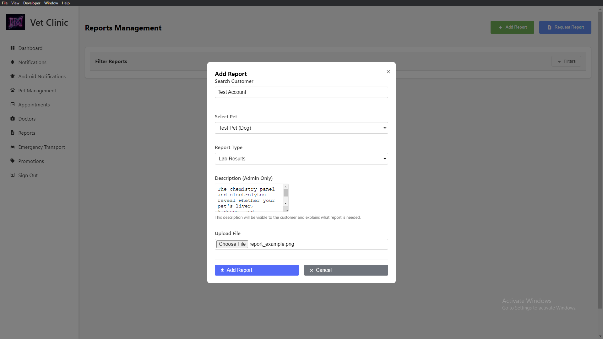 User-Friendly Interface To Send Reports To The Customers