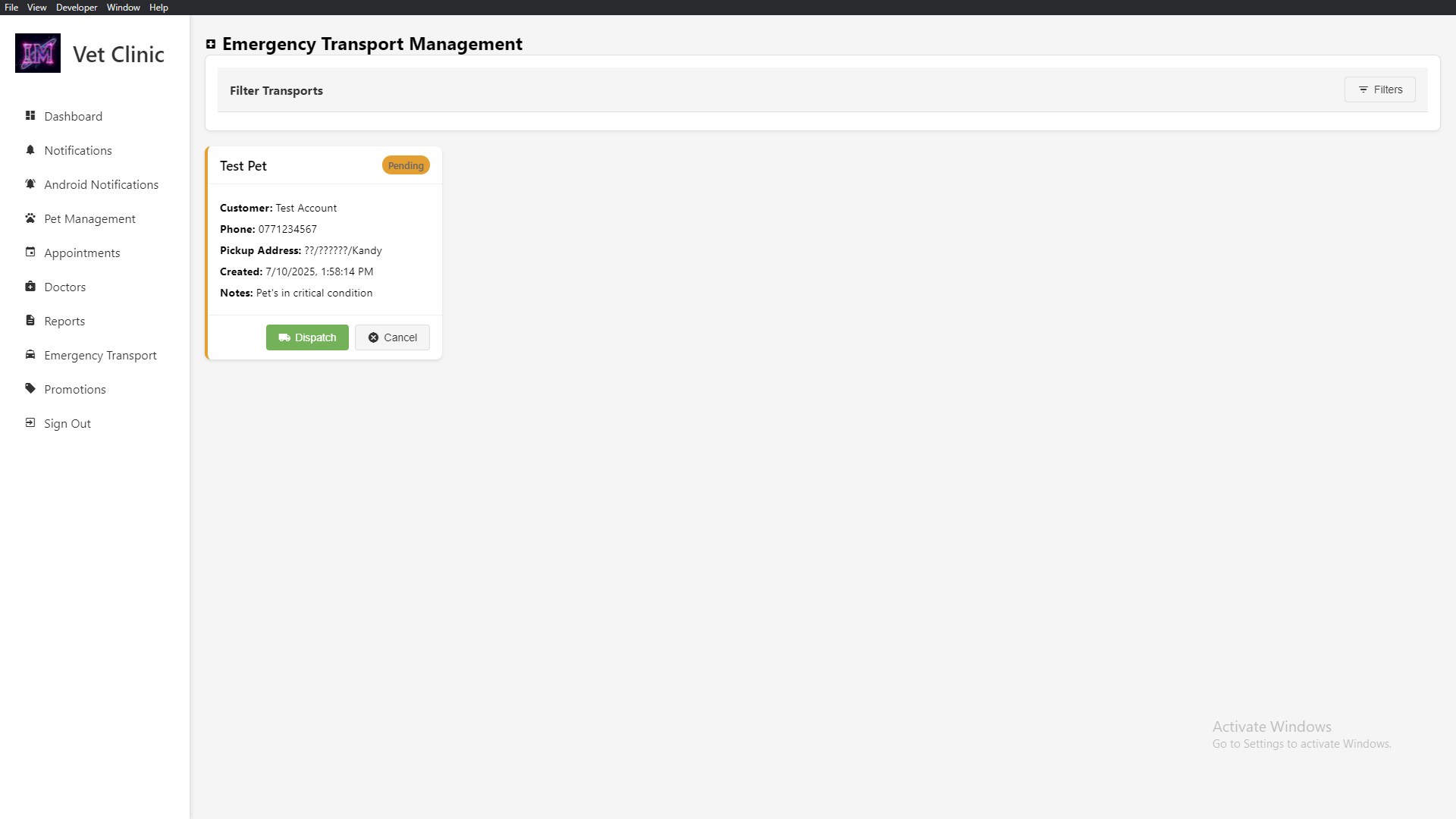 Emergency Transportation Management Section