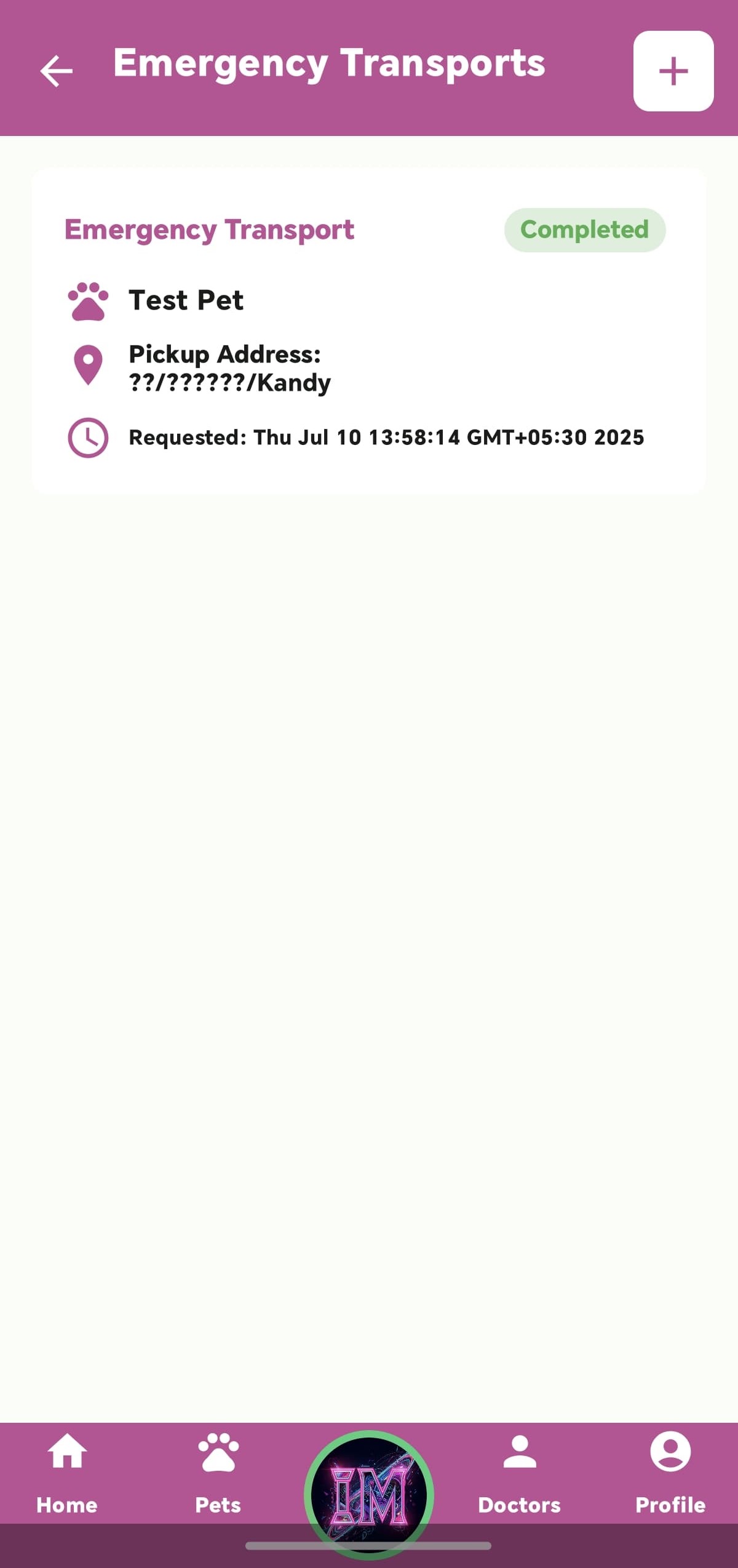 Emergency Transport Section with Status Indication (for clinics that provide ambulance services)