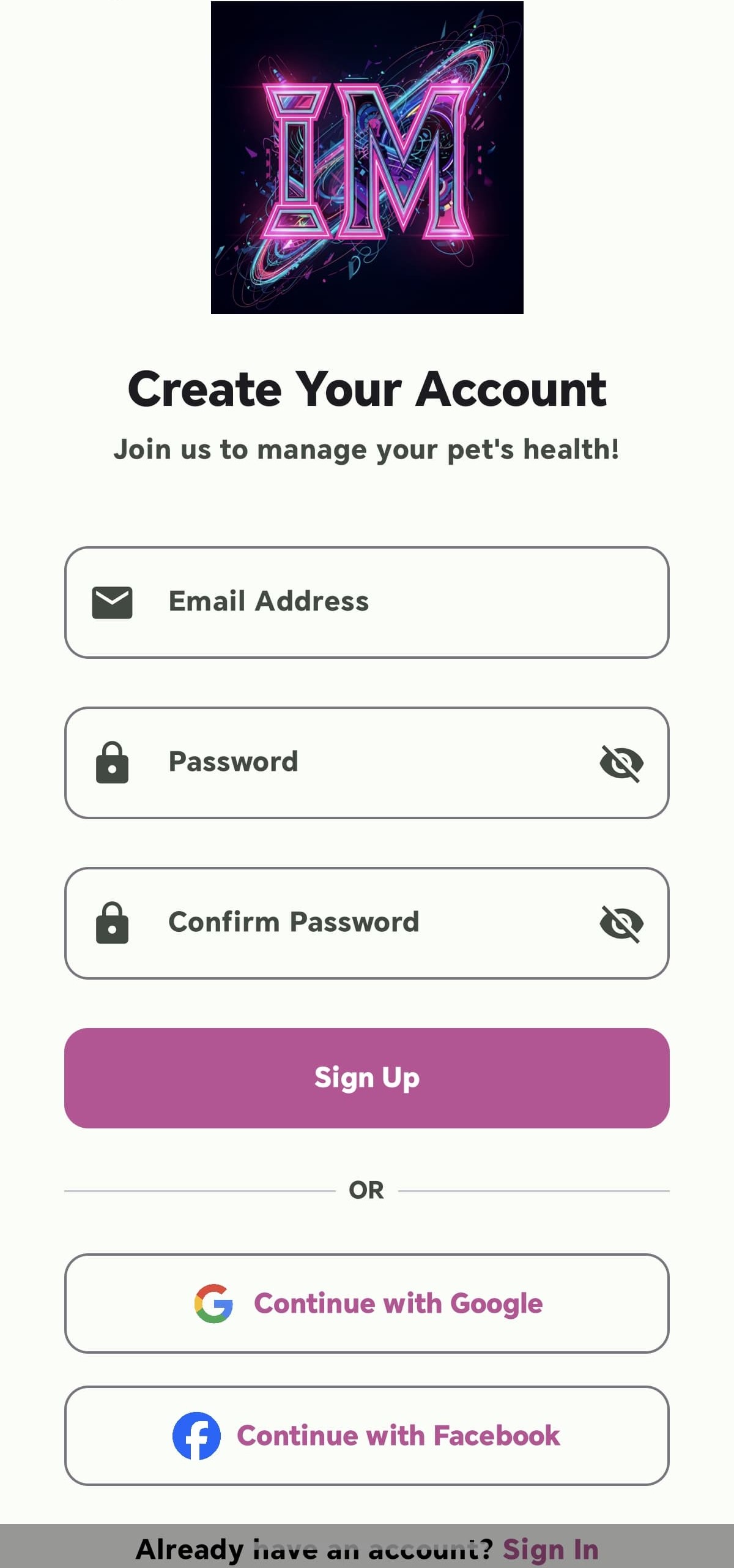 Account Creation / Sign-up Section