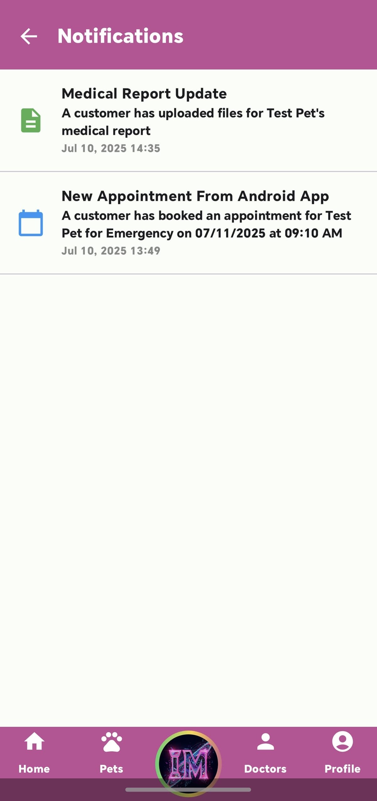 Notifications and reminders (currently using Admin Dashboard notification messages contex template as for now)