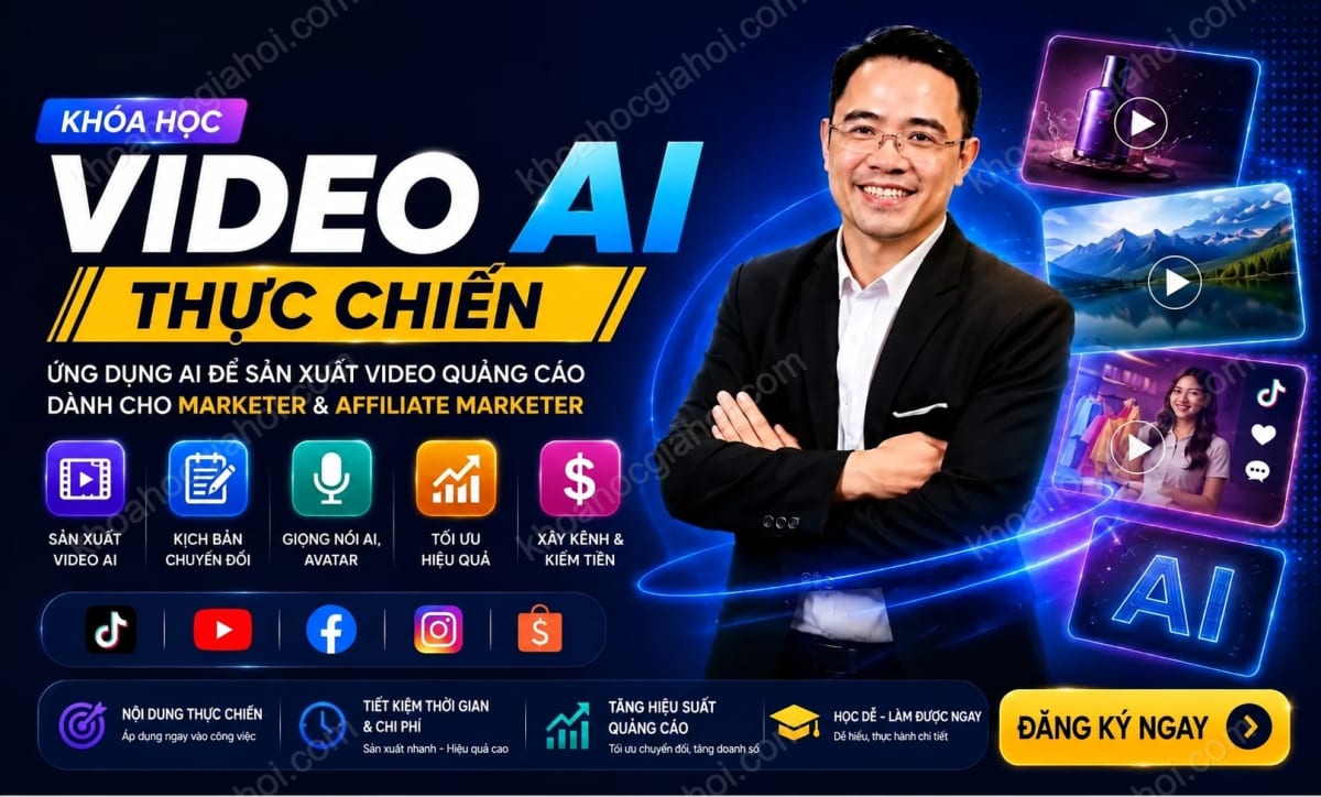 Khóa Học Video AI Thực Chiến Cho Marketing, Truyền Thông, Xây Kênh, Affiliate