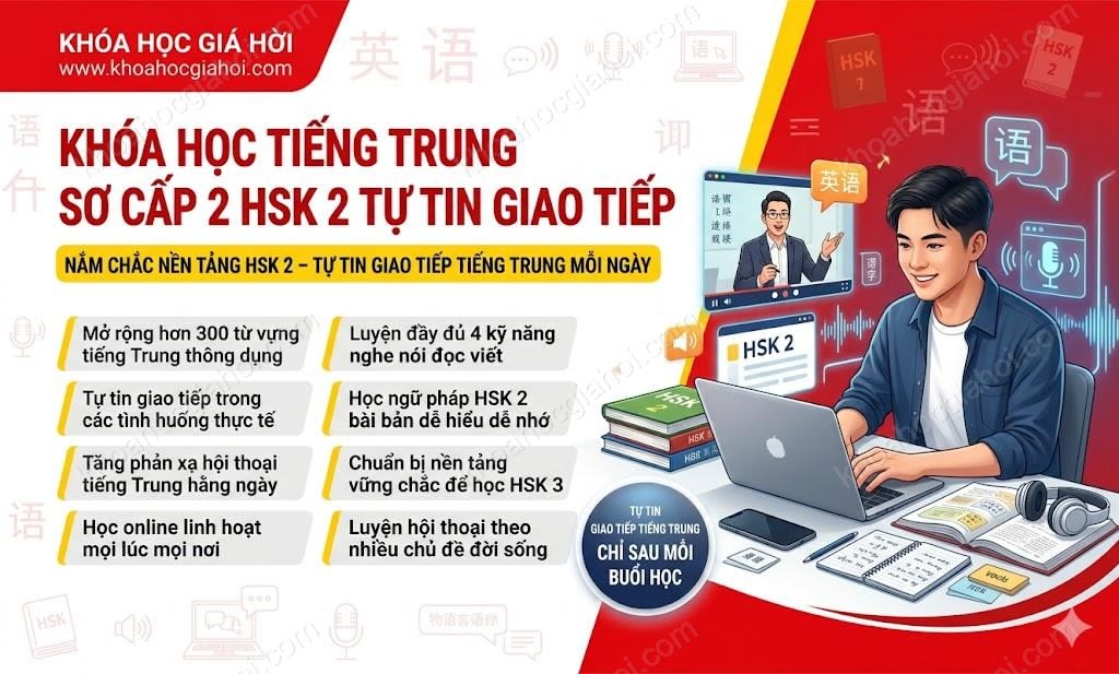 Khóa Học Tiếng Trung Sơ Cấp 2 (hsk 2) - Tự Tin Giao Tiếp