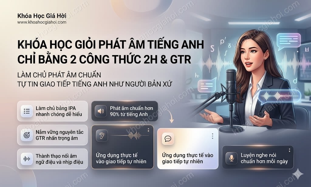Khóa Học Giỏi Phát Âm Tiếng Anh Chỉ Bằng 2 Công Thức 2h & Gtr