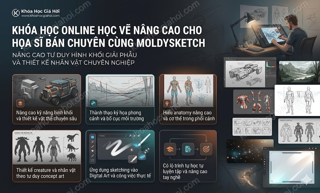 Khóa Học Online Học Vẽ Nâng Cao Cho Họa Sĩ Bán Chuyên Cùng Moldysketch