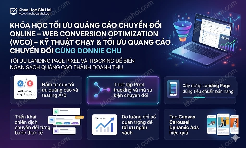 Khóa Học Tối Ưu Quảng Cáo Chuyển Đổi Online – Web Conversion Optimization (WCO) – Kỹ Thuật Chạy & Tối Ưu Quảng Cáo Chuyển Đổi Cùng Donnie Chu
