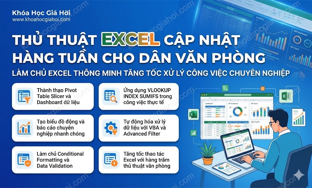 Khóa học Thủ thuật Excel cập nhật hàng tuần cho dân văn phòng
