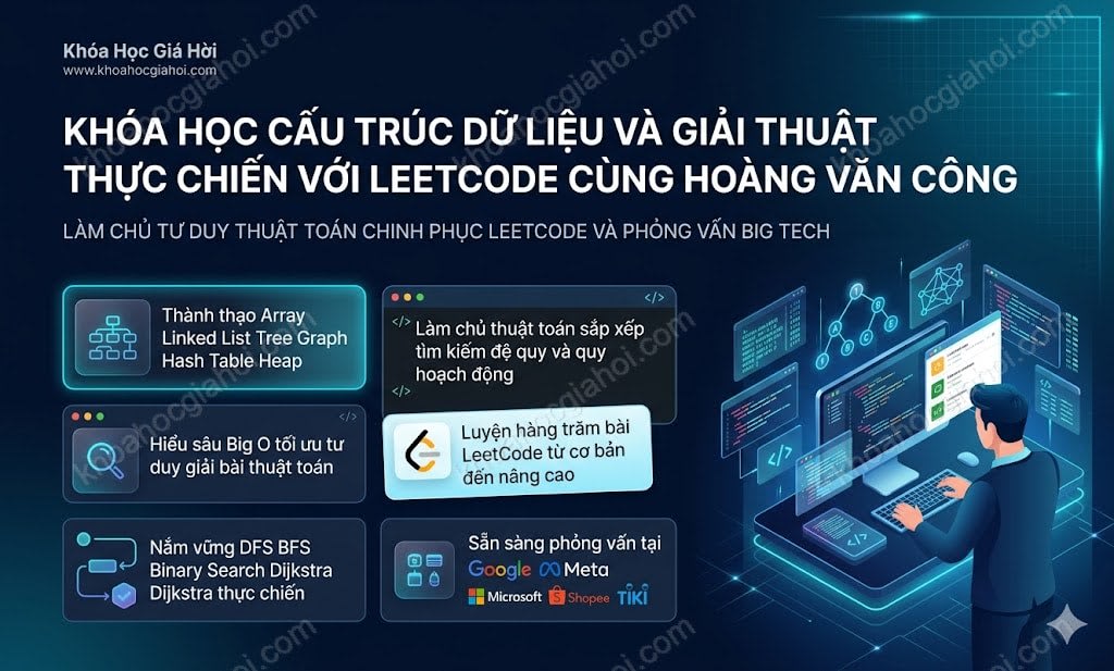 Khóa Học Cấu Trúc Dữ Liệu Và Giải Thuật Thực Chiến Với Leetcode Cùng Hoàng Văn Công
