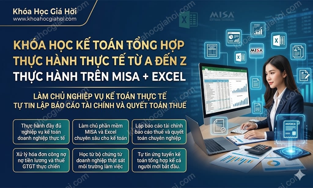 Khóa Học Kế Toán Tổng Hợp Thực Hành Thực Tế Từ A Đến Z - Thực Hành Trên Misa + Excel