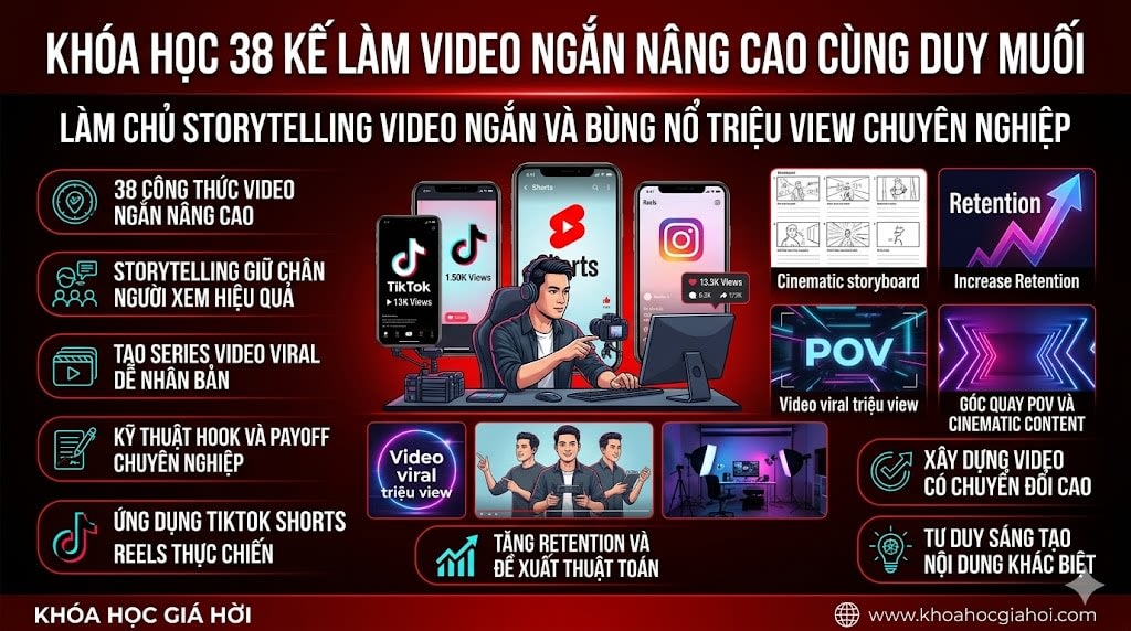 Khóa Học 38 Kế Làm Video Ngắn Nâng Cao Cùng Duy Muối