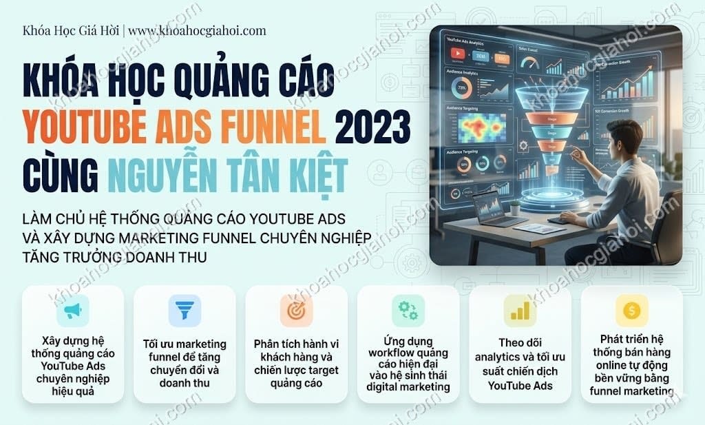 Khóa Học Quảng Cáo Youtube Ads Funnel + Mastery 2023 Cùng Nguyễn Tân Kiệt