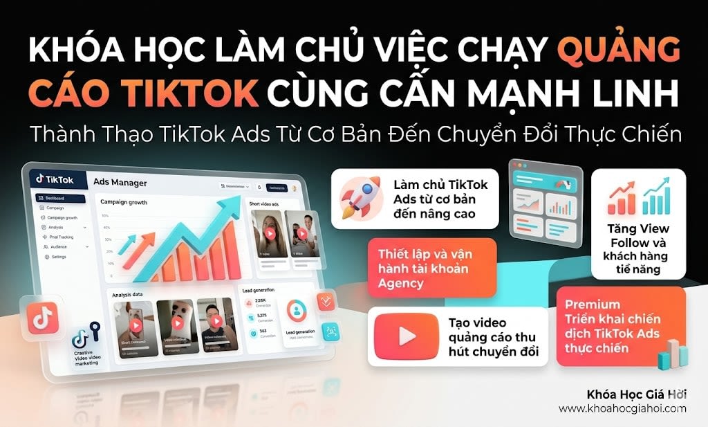 Khóa Học Làm Chủ Việc Chạy Quảng Cáo Tiktok Cùng Cấn Mạnh Linh
