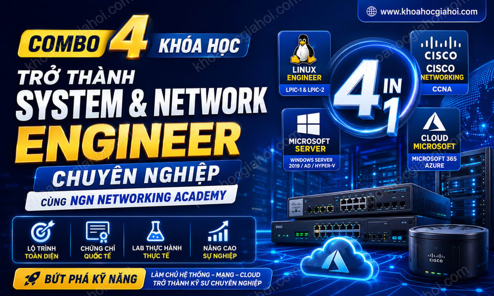 Combo 4 Khóa Học Trở Thành System & Network Engineer Chuyên Nghiệp Cùng NGN Networking Academy