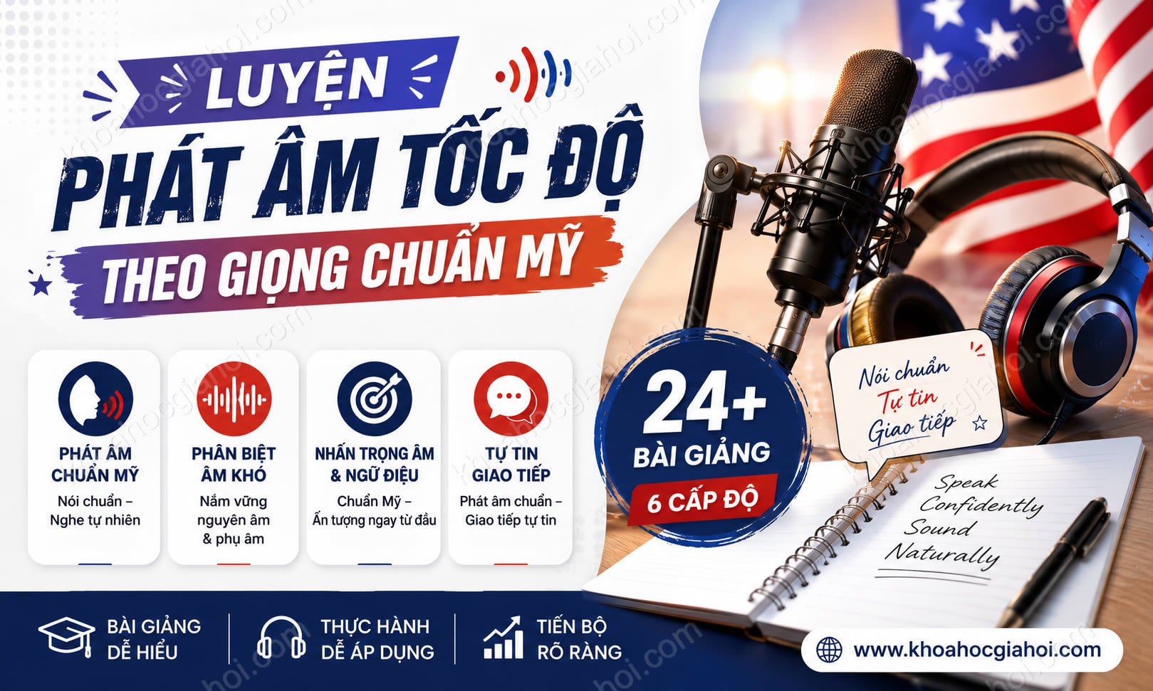 Khóa Học Luyện Phát Âm Tốc Độ Theo Giọng Chuẩn Mỹ