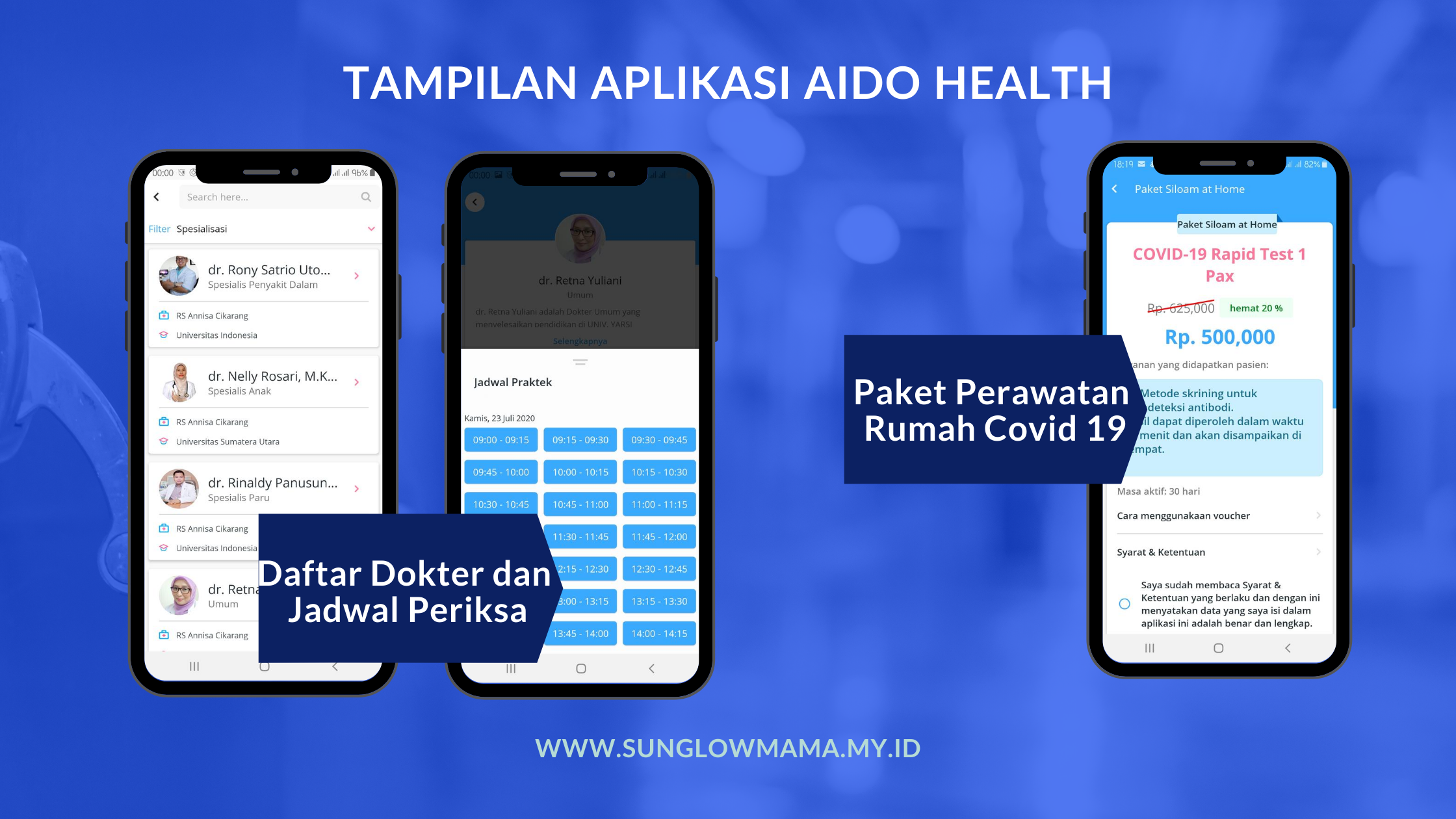 Tampilan aplikasi aido health