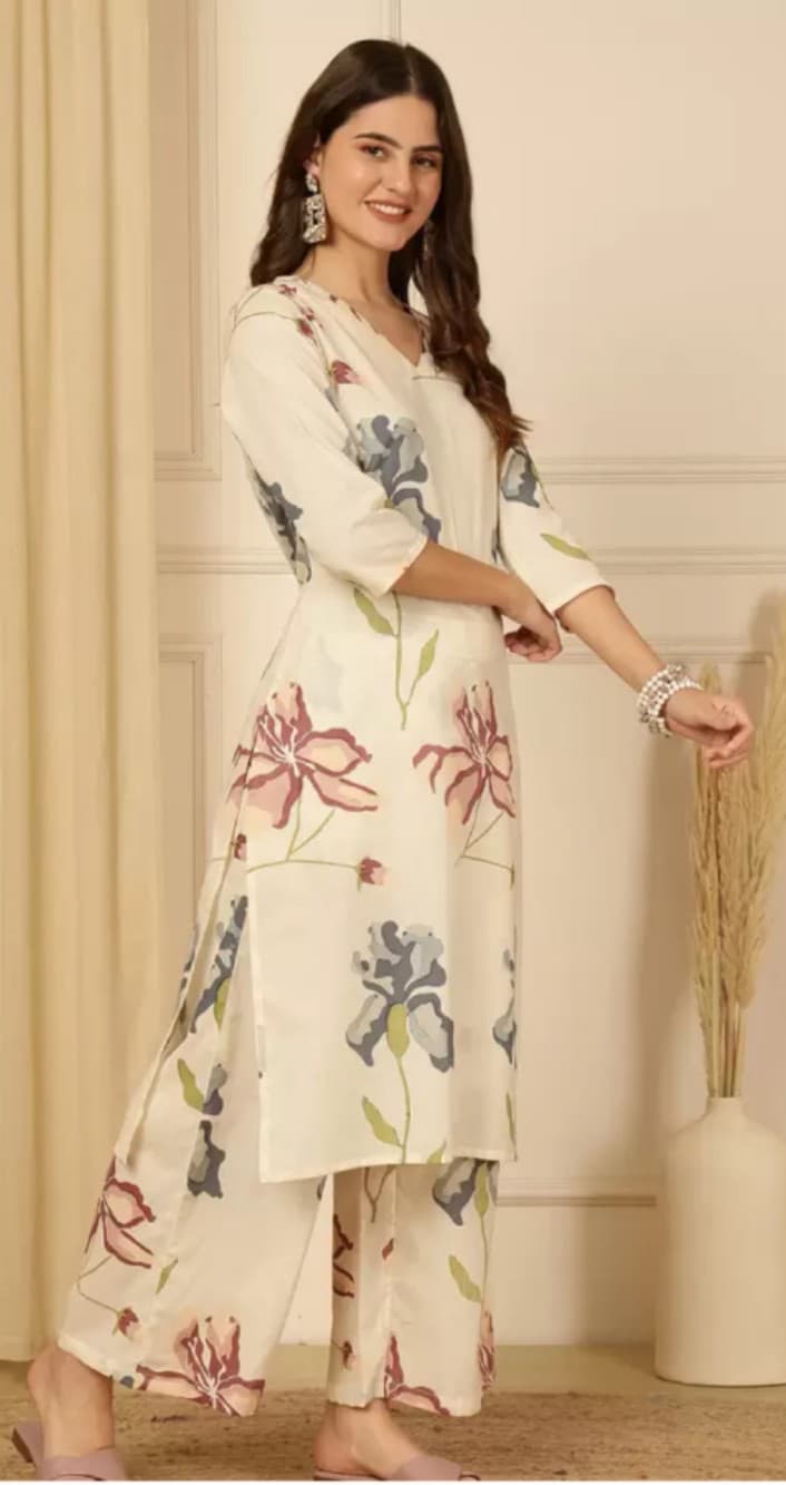 Pure fine Cotton fabric   Kurti with Pant with cotton 🌹🌹