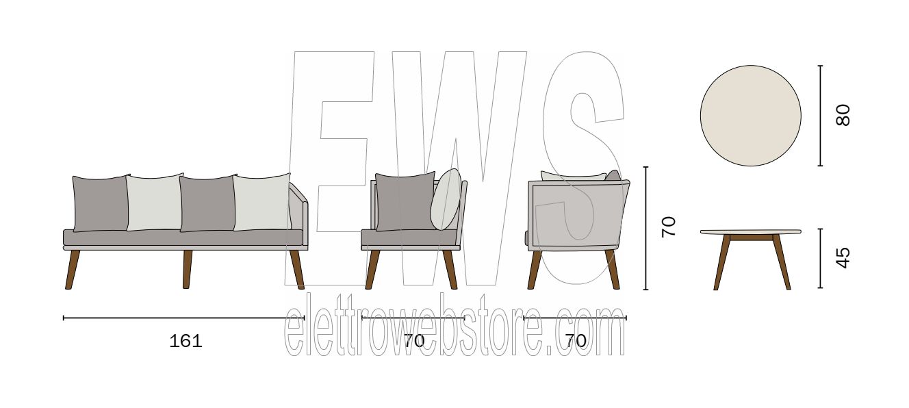 Corner Set Genova Tavolo 2 Divani Set107 Elettrowebstore